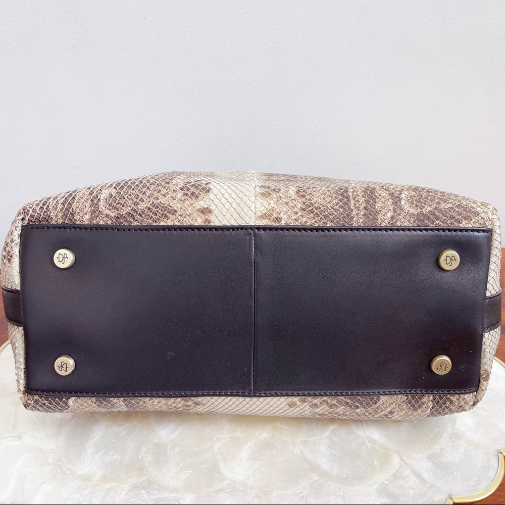 Genuine Leather Brown Ivory Python Print Tote NEW… - image 11